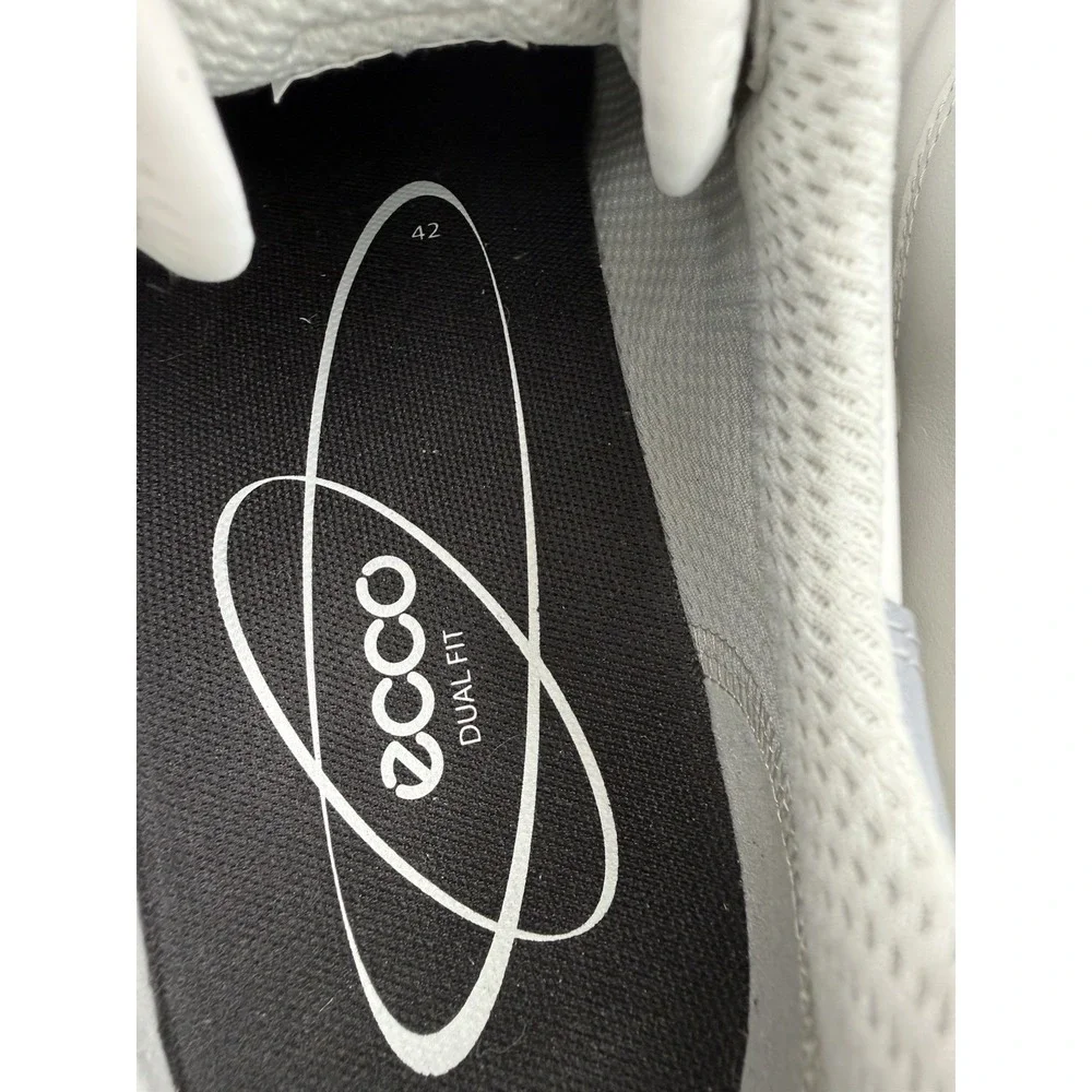 ECCO Gruuv‎ US Mens 8.5 EU 42 White Gray Leather Athletic Running Sneakers Shoes